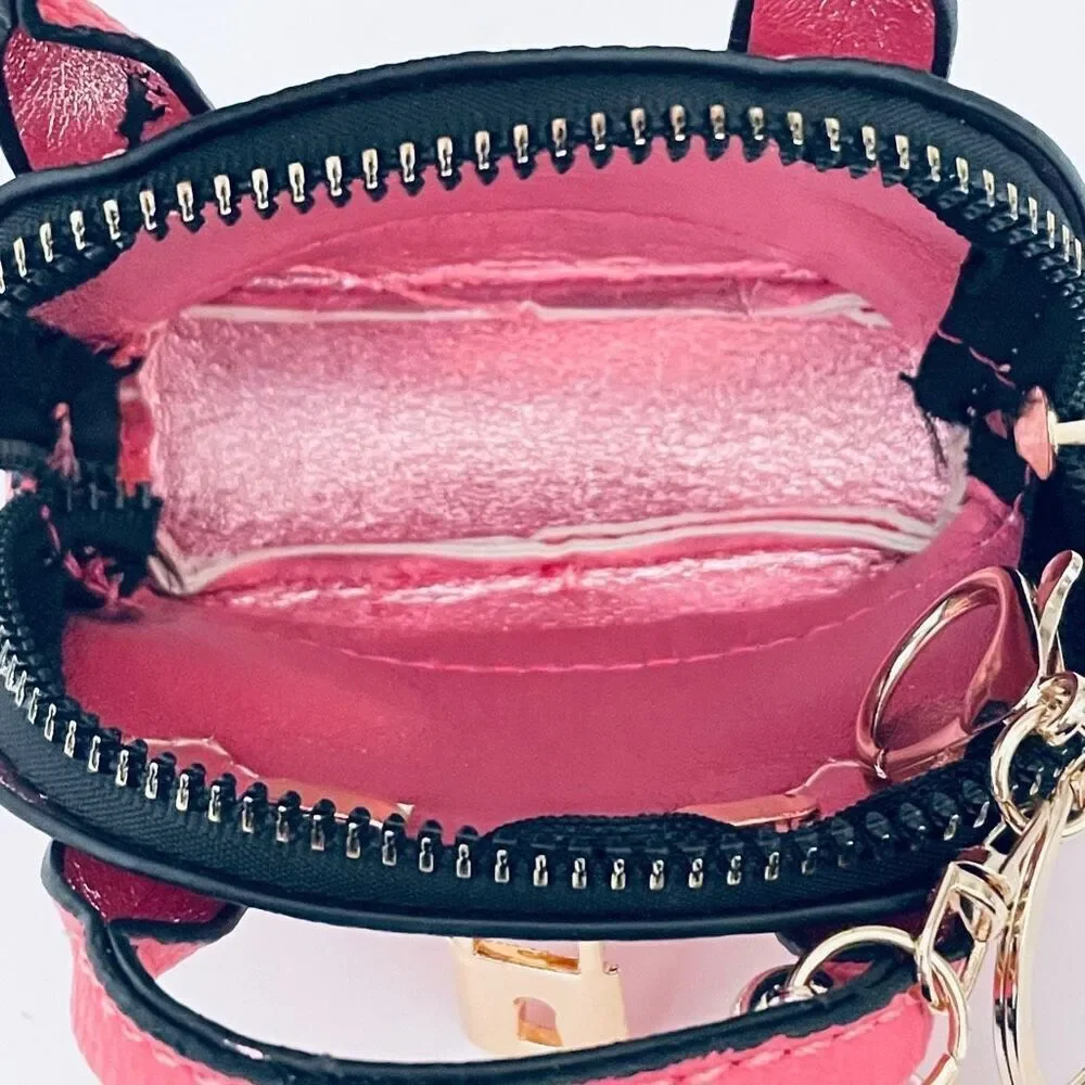 NWT Gorgeous Pink Pu Leather Purse Bag Charm Lobster Keyring Keyring Keyholder